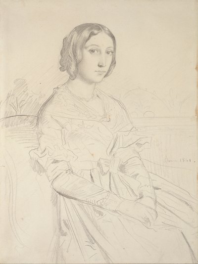 Porträt einer jungen Frau, sitzend, drei Viertel nach links, 1839-1856 von Théodore Chassériau