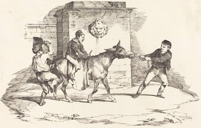 Drei Kinder spielen mit einem Esel von Théodore Gericault and Nicolas Toussaint Charlet