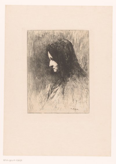 Büste einer alten Frau mit Kopftuch, von der Seite gesehen von Théodule Augustin Ribot