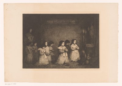 Gruppe von Mädchen im Gebet vor einer Marienstatue von Théodule Augustin Ribot