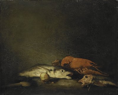 Stillleben mit Fischen und einem Hummer von Théodule Augustin Ribot
