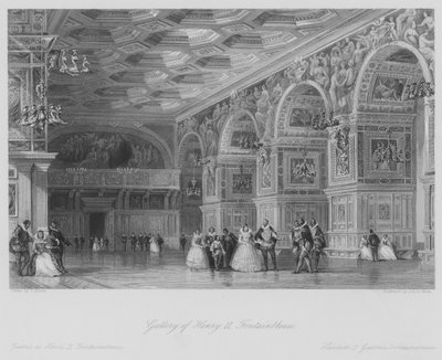 Galerie von Heinrich II., Fontainebleau (Stich) von Thomas (after) Allom