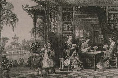 Damen einer Mandarin-Familie beim Kartenspiel, aus 