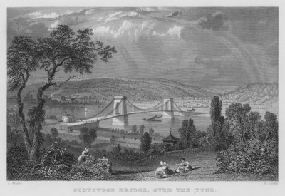Scotswood Brücke über den Tyne (Stich) von Thomas (after) Allom