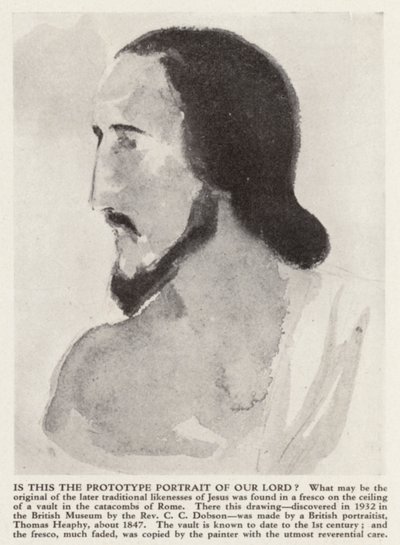Porträt von Jesus Christus aus den Katakomben von Rom von Thomas (after) Heaphy