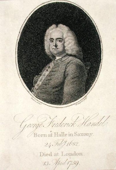 Georg Friedrich Händel (1685-1759) graviert von W. Chapman von Thomas (after) Hudson