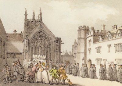 Merton College und Kapelle, vom ersten Innenhof von Thomas (after) Rowlandson