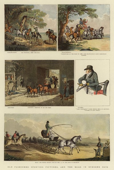 Altmodische Sportbilder und die Straße in vergangenen Tagen (Farblithografie) von Thomas (after) Rowlandson