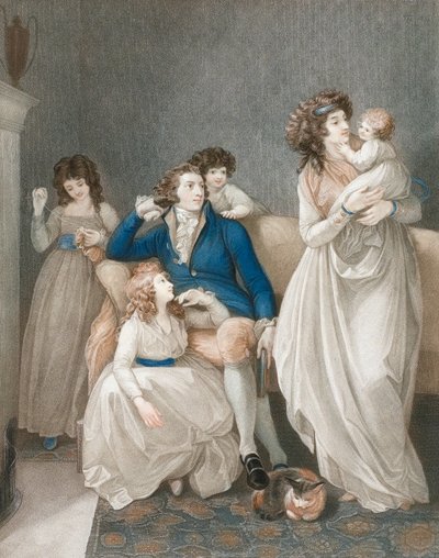 Szene einer wohlhabenden Familie, spätes 18. - frühes 19. Jahrhundert. von Thomas (after) Stothard