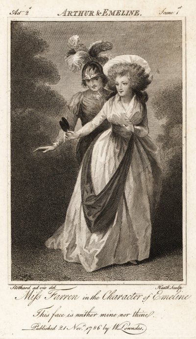 Miss Elizabeth Farren in der Rolle der Emeline in John Drydens Arthur und Emeline von Thomas (after) Stothard