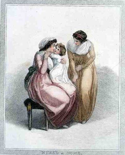 Zu Hause gepflegt, graviert von Joseph Strutt von Thomas (after) Stothard
