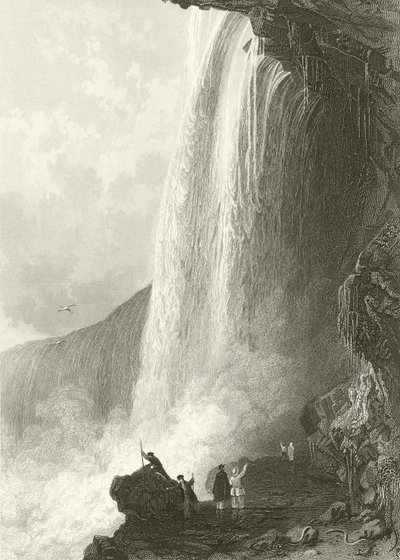 Hufeisenfall, Niagara. Eingang zur Höhle auf der englischen Seite von Thomas Allom