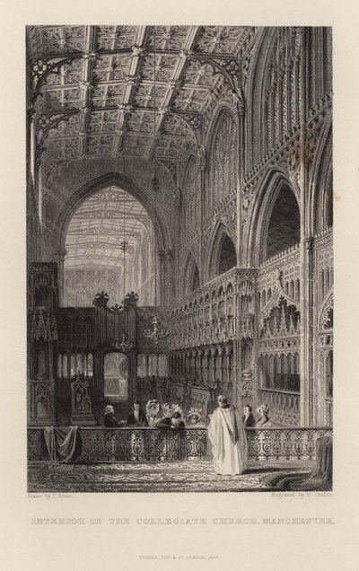 Innenraum der Kollegiatkirche in Manchester von Thomas Allom