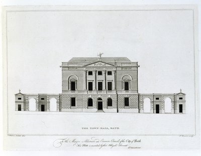 Das Rathaus, Bath, graviert von T. Bonnor von Thomas Baldwin