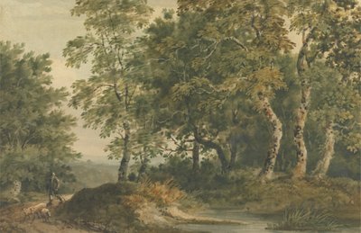 Landschaft mit einem Mann, der Schafe treibt von Thomas Barker
