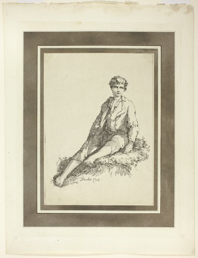 Junger Junge sitzend, aus der ersten Ausgabe von Specimens of Polyautography von Thomas Barker
