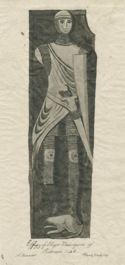 Mavesyn Ridware - Grab von Hugo Mavesyn: Sepia und Tuschzeichnung, undatiert [?spätes 18. Jh.] von Thomas Barrett