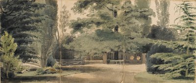 Wege und ein Zaun unter Bäumen im Gelände von Merton von Thomas Baxter