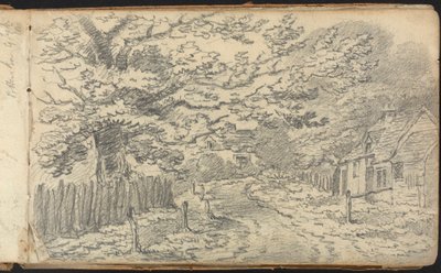 Album mit Landschafts- und Figurenstudien: Ländliche Straße bei Potten End von Thomas Bradshaw