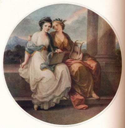Angelica Kauffmann in der Rolle des Designs, die der Inspiration der Poesie lauscht, 1782, 1921 von Thomas Burke