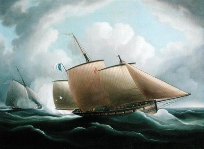Ein französischer Lugger verfolgt von einem englischen Kutter von Thomas Buttersworth