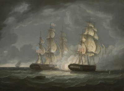 Kampf zwischen der U.S. Fregatte President und H.M.S. Endymion von Thomas Butterworth
