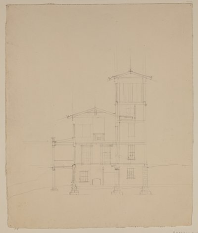 Zeichnung der vorgeschlagenen Villa in Catskill, ca. 1801-48 von Thomas Cole