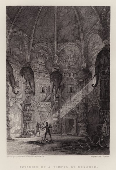 Innenraum eines Tempels in Benares von Thomas Colman (after) Dibdin