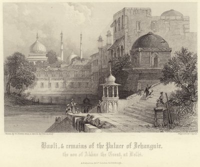 Baoli und Überreste des Palastes von Jehanguir von Thomas Colman Dibdin