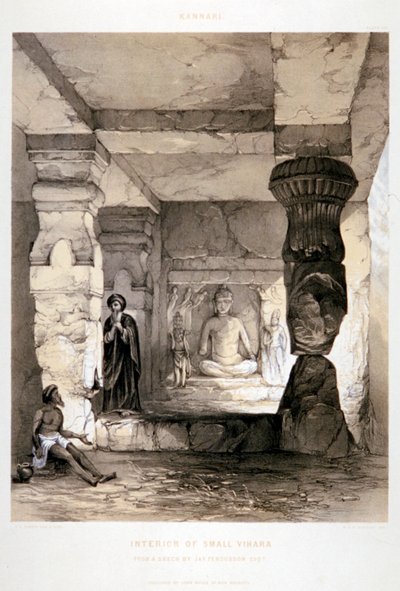 Kannari, Innenansicht eines kleinen Vihara, Indien von Thomas Colman Dibdin