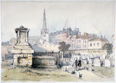 Ansicht von Bunhill Row von Bunhill Fields, Finsbury, Islington, London von Thomas Colman Dibdin