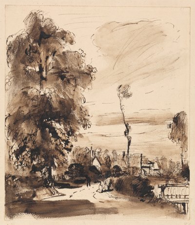 Ein Landweg mit Hütten von Thomas Creswick