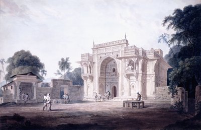 Ein Tor, das zu einer Moschee führt, Chunargarh, Uttar Pradesh, ca. 1789-90 von Thomas Daniell