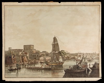 Kalkutta vom Fluss Hoogly: Gentoo-Gebäude aus den Ansichten von Kalkutta von Thomas Daniell