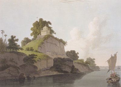 Hindutempel in der Nähe von Currah am Fluss Ganges, aus 