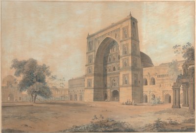 Die Moschee in Juanpore, erbaut von Sultan Hussain Sherki | Aufgenommen im Dezember 1789 von Thomas Daniell