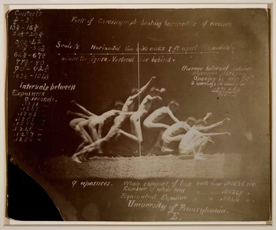 Marey-Rad-Fotografien eines unbekannten Modells, mit Notizen von Eadweard Muybridge, 1884 von Thomas Eakins