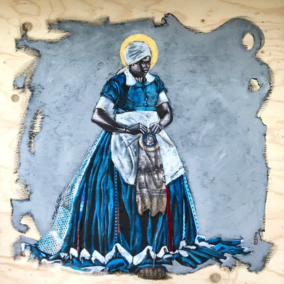 Visionäre Strickerin, 2018 von Thomas Elias Lockhart