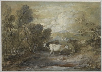 Ein Hirte mit drei Kühen an einem Hochlandteich, Mitte 1780er Jahre von Thomas Gainsborough