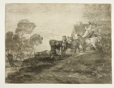 Landschaft mit Vieh bei einem Cottage von Thomas Gainsborough