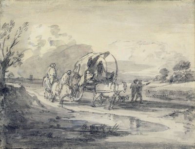 Offene Landschaft mit Hirten und bedecktem Wagen, um 1780-85 von Thomas Gainsborough