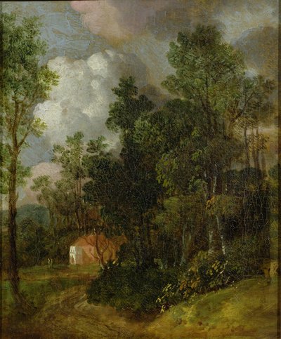 Waldlandschaft mit Landhaus und zwei Figuren von Thomas Gainsborough