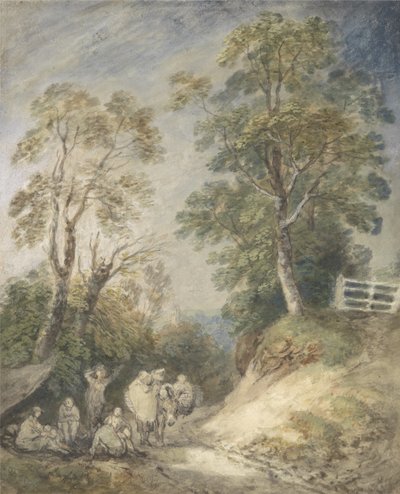 Bewaldete Landschaft mit Zigeunerlager von Thomas Gainsborough