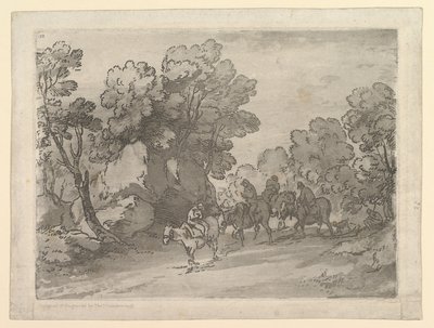 Bewaldete Landschaft mit Reitern, 1. August 1797 von Thomas Gainsborough