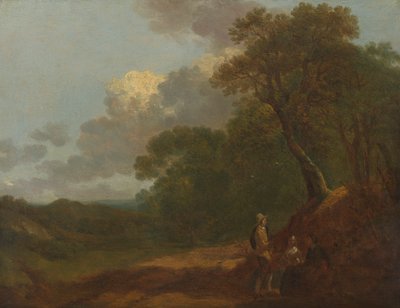 Bewaldete Landschaft mit einem Mann, der mit zwei sitzenden Frauen spricht von Thomas Gainsborough RA