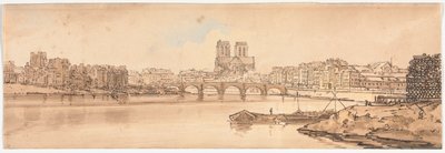 Eine Auswahl von zwanzig der malerischsten Ansichten in Paris: Blick auf Pont de la Tournelle und Notre Dame vom Arsenal aus von Thomas Girtin
