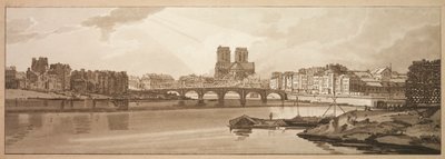 Auswahl von zwanzig der malerischsten Ansichten in Paris: Blick auf Pont de la Tournelle & Notre Dame vom Arsenal von Thomas Girtin