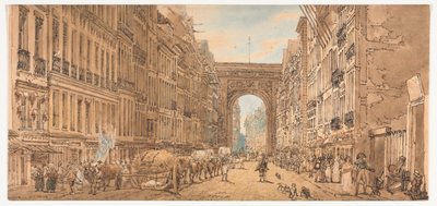 Eine Auswahl von zwanzig der malerischsten Ansichten in Paris: Blick auf das Tor von St. Denis von den Vororten aus von Thomas Girtin