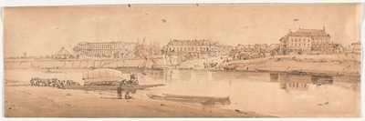 Eine Auswahl von zwanzig der malerischsten Ansichten in Paris: Blick auf den Palast und das Dorf Choisi an den Ufern der Seine von Thomas Girtin