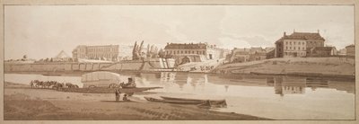 Eine Auswahl von zwanzig der malerischsten Ansichten in Paris: Ansicht des Palastes & Dorfes Choisi am Ufer der Seine von Thomas Girtin